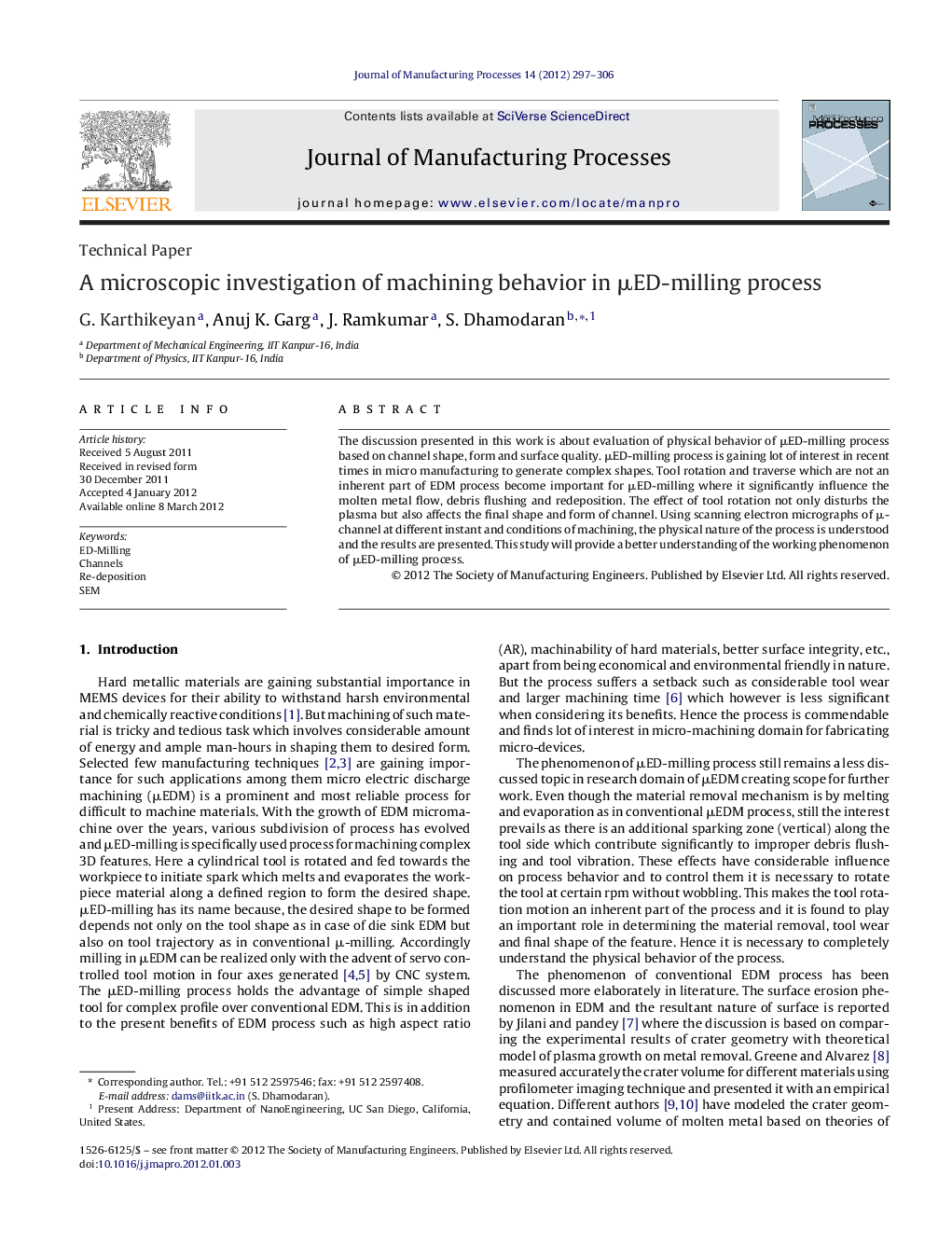 A microscopic investigation of machining behavior in μED-milling process