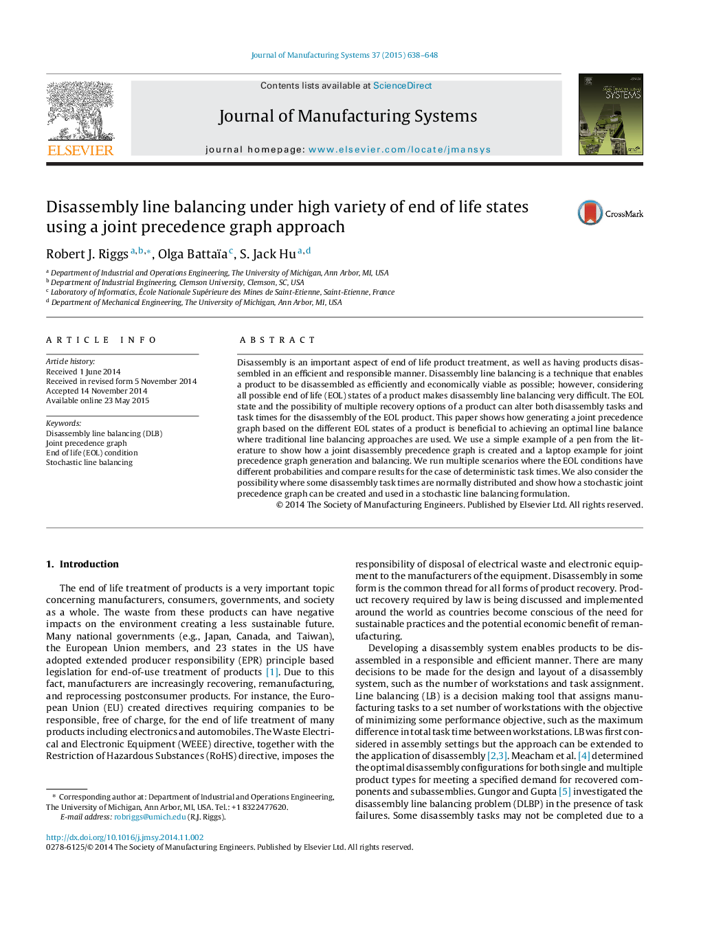 Disassembly line balancing under high variety of end of life states using a joint precedence graph approach