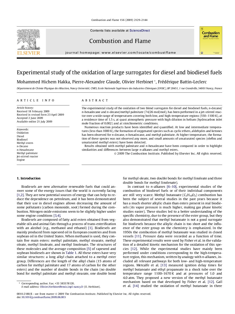 Experimental study of the oxidation of large surrogates for diesel and biodiesel fuels