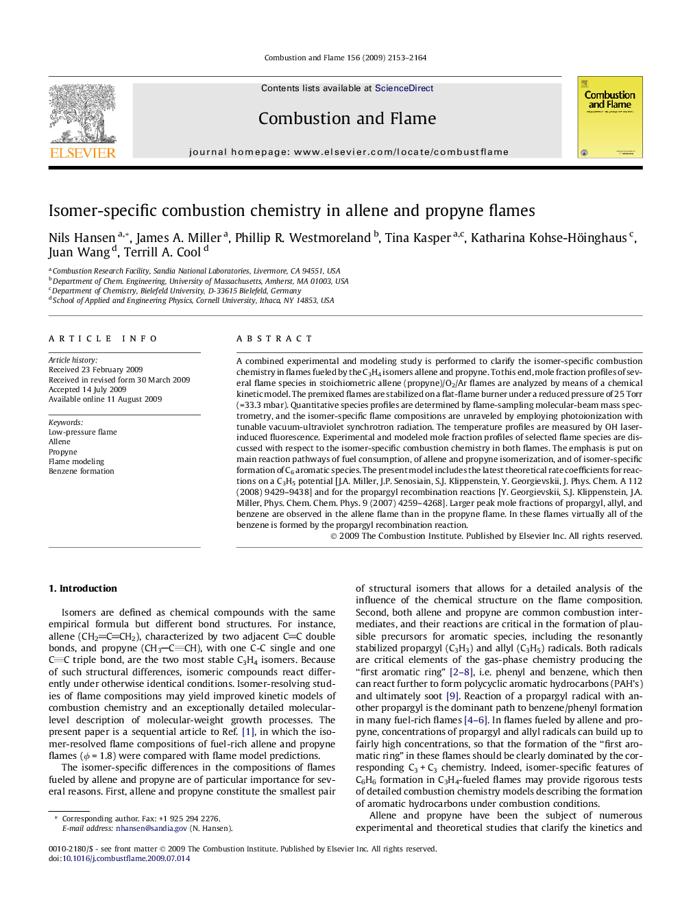 Isomer-specific combustion chemistry in allene and propyne flames