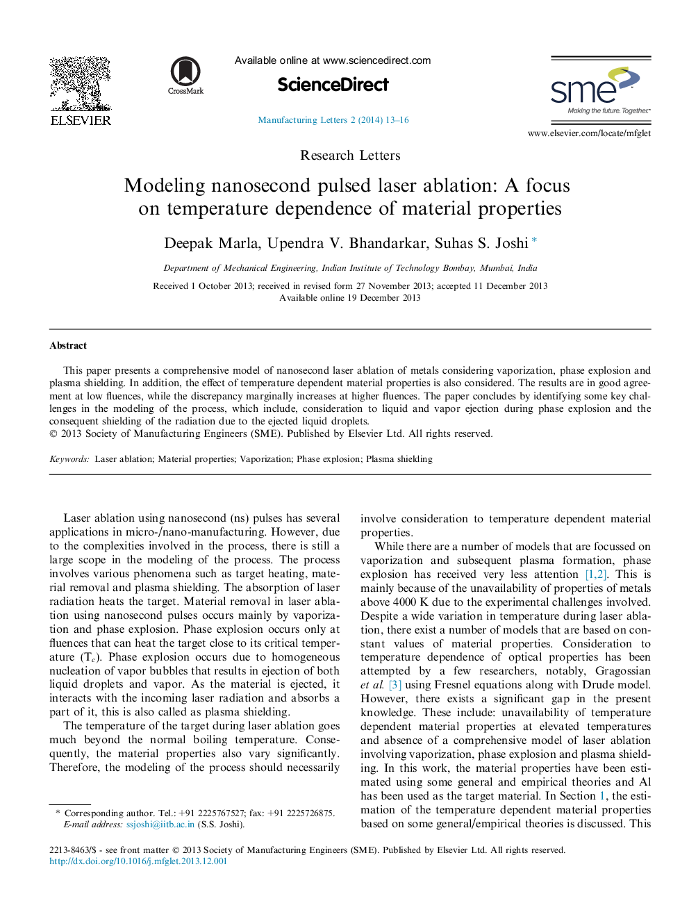 Modeling nanosecond pulsed laser ablation: A focus on temperature dependence of material properties