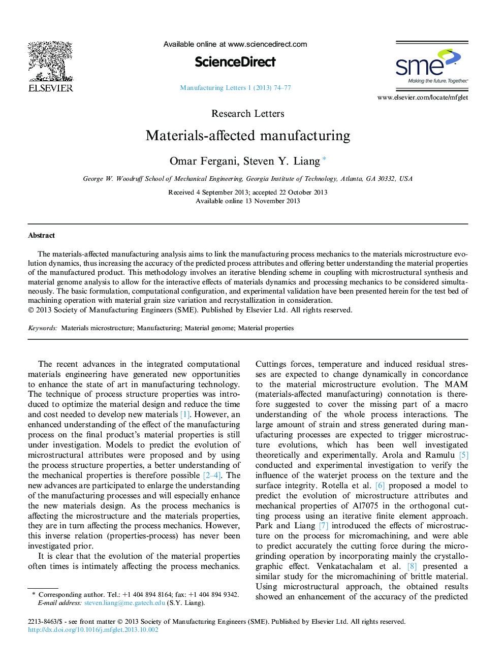 Materials-affected manufacturing