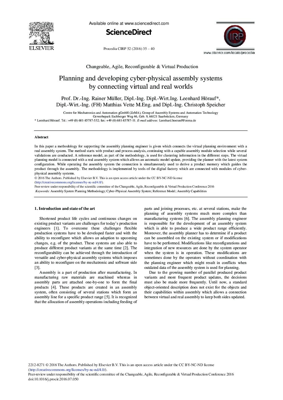 Planning and Developing Cyber-physical Assembly Systems by Connecting Virtual and Real Worlds 