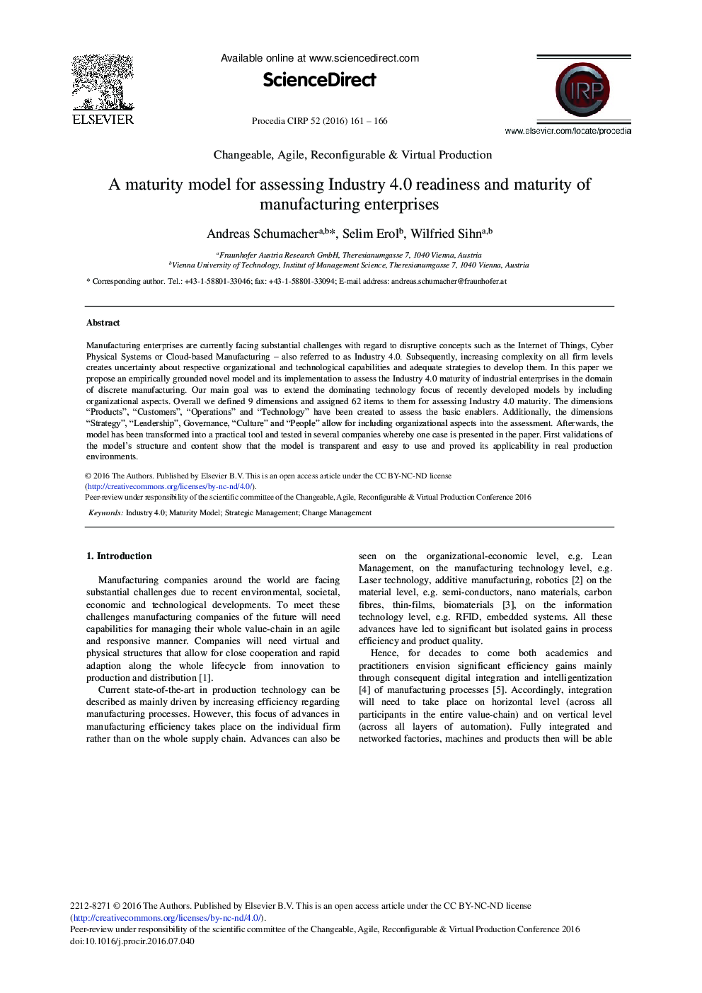 A Maturity Model for Assessing Industry 4.0 Readiness and Maturity of Manufacturing Enterprises 