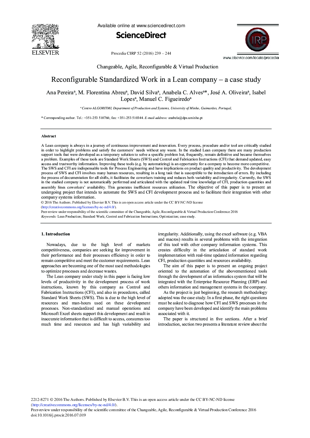 Reconfigurable Standardized Work in a Lean Company – A Case Study 