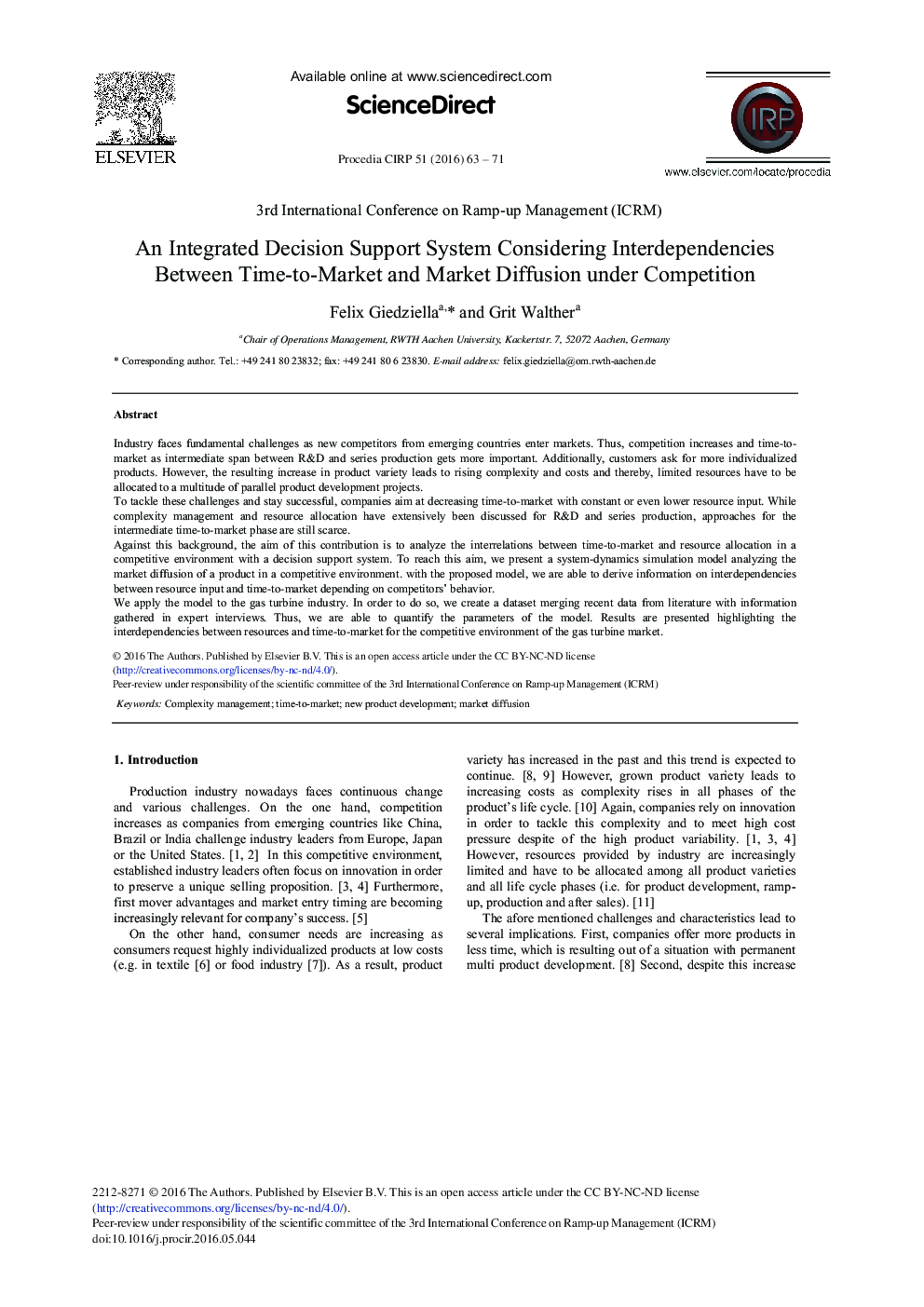 An Integrated Decision Support System Considering Interdependencies Between Time-to-Market and Market Diffusion under Competition 