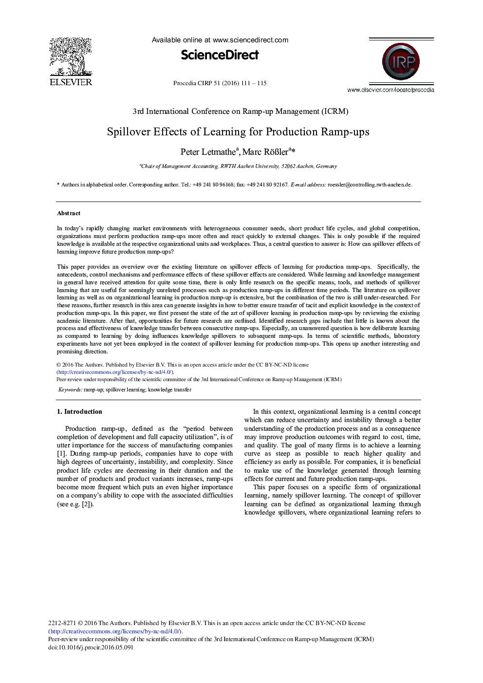 Spillover Effects of Learning for Production Ramp-ups 