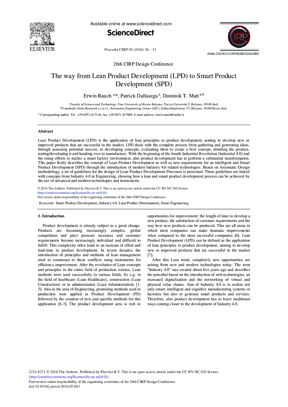 The Way from Lean Product Development (LPD) to Smart Product Development (SPD) 