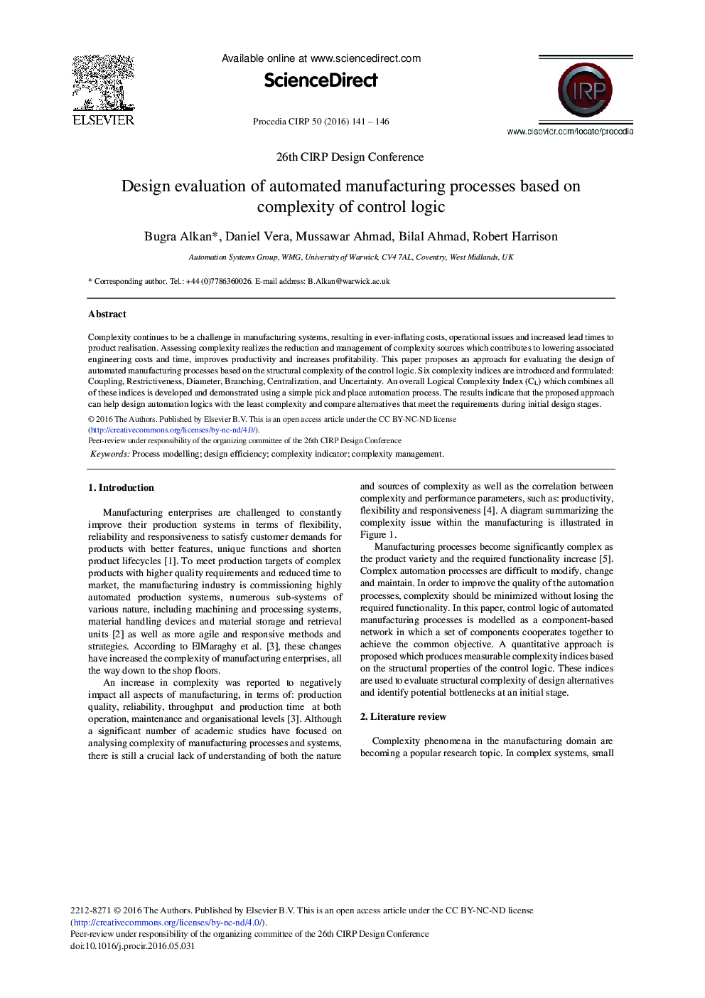 ارزیابی طراحی فرایندهای تولید اتوماتیک بر اساس پیچیدگی منطق کنترل 