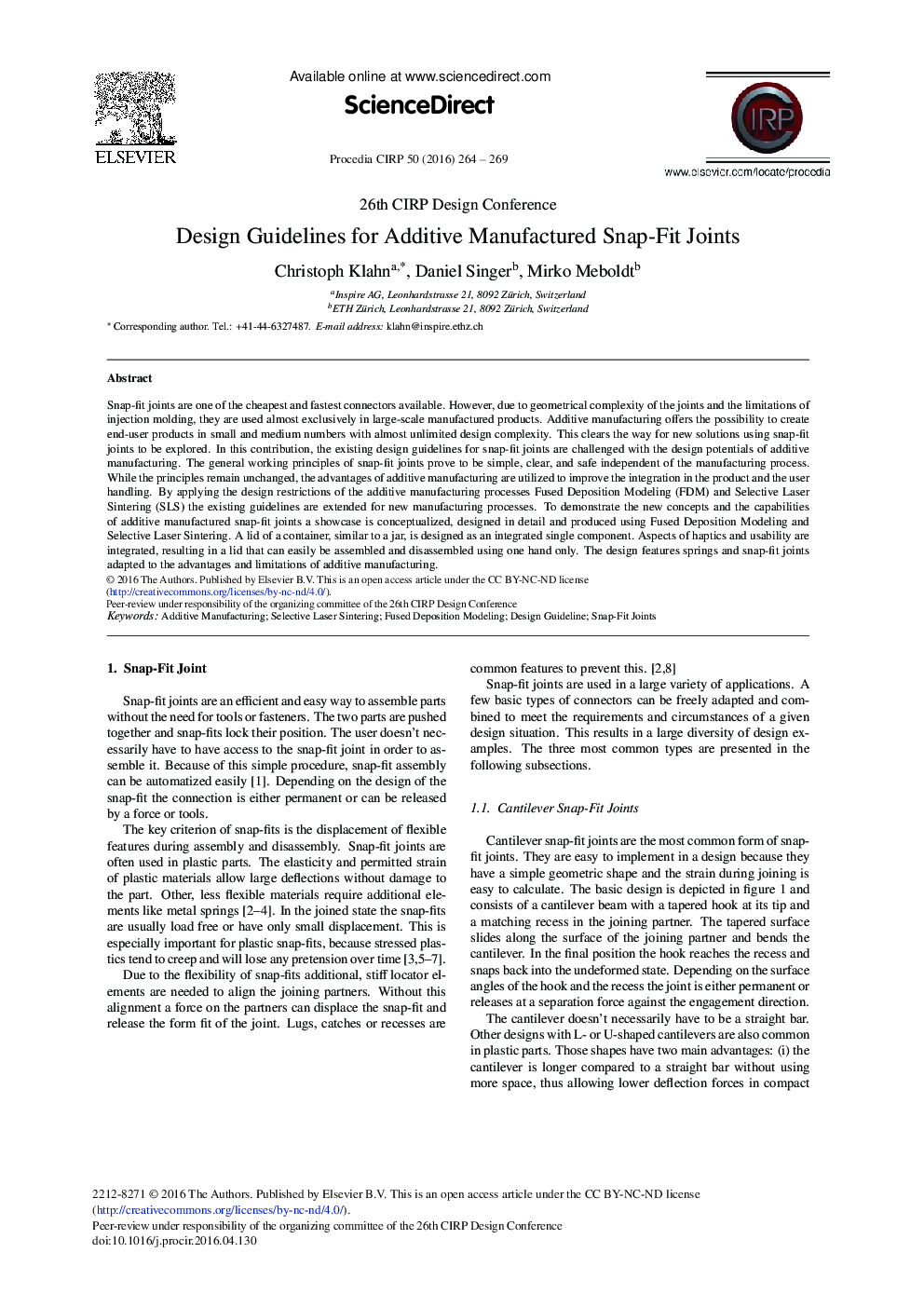 Design Guidelines for Additive Manufactured Snap-Fit Joints 