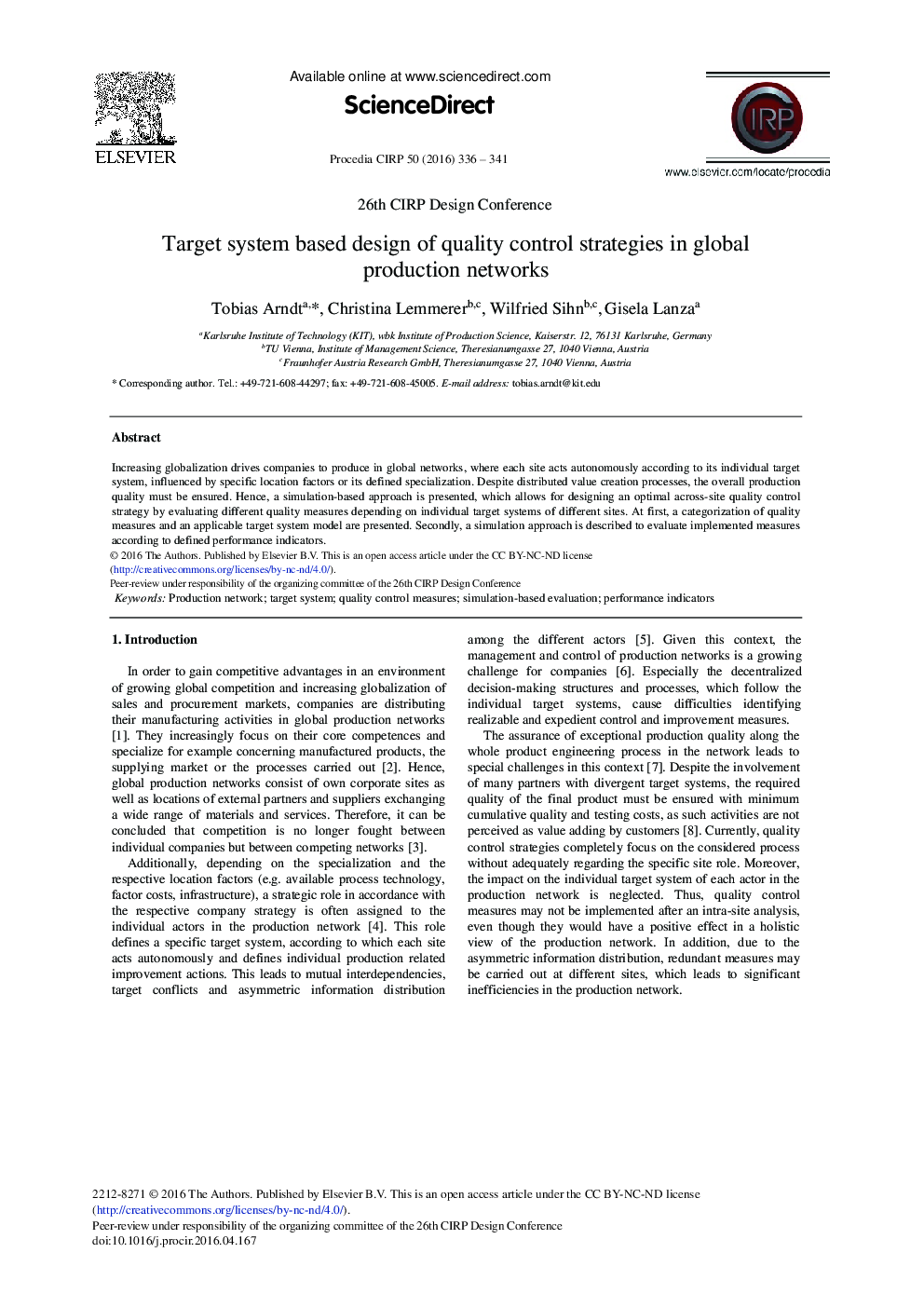 Target System Based Design of Quality Control Strategies in Global Production Networks 