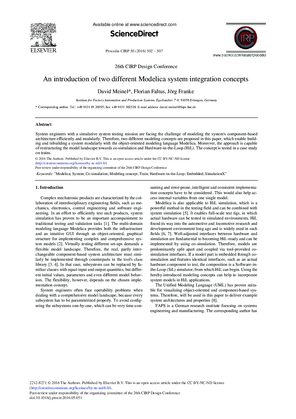 An Introduction of Two Different Modelica System Integration Concepts 