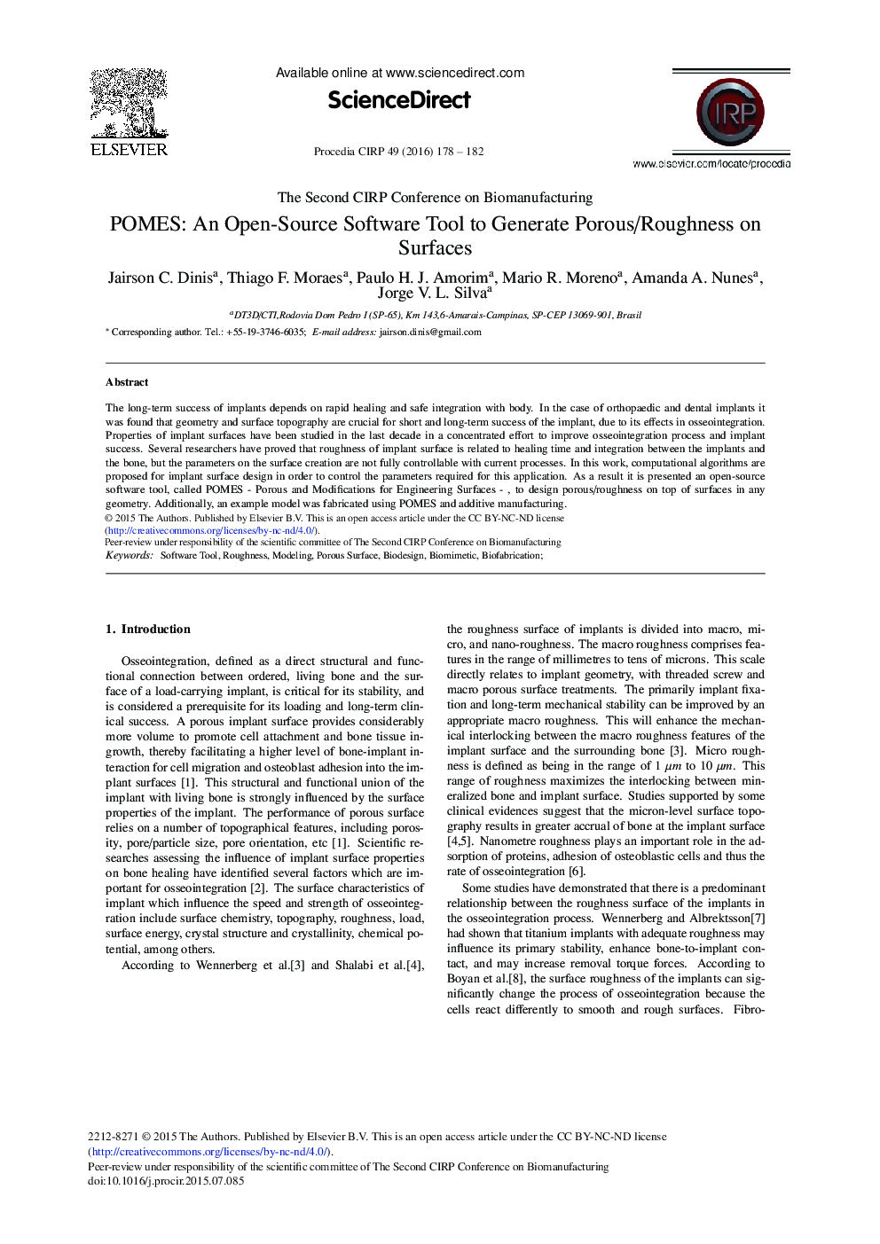 POMES: An Open-source Software Tool to Generate Porous/Roughness on Surfaces 