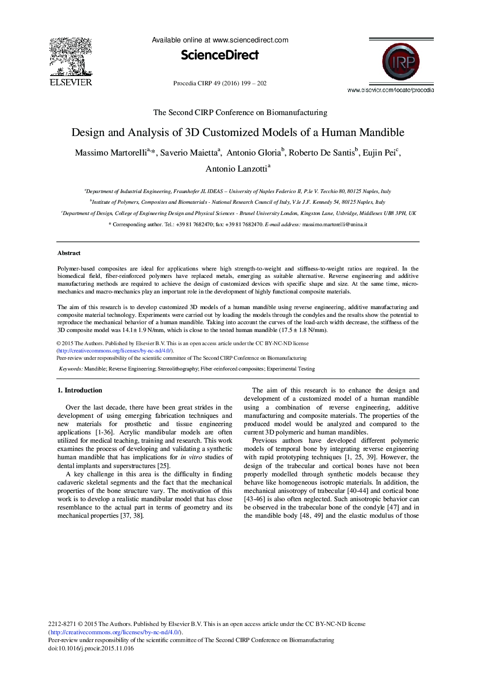 Design and Analysis of 3D Customized Models of a Human Mandible 