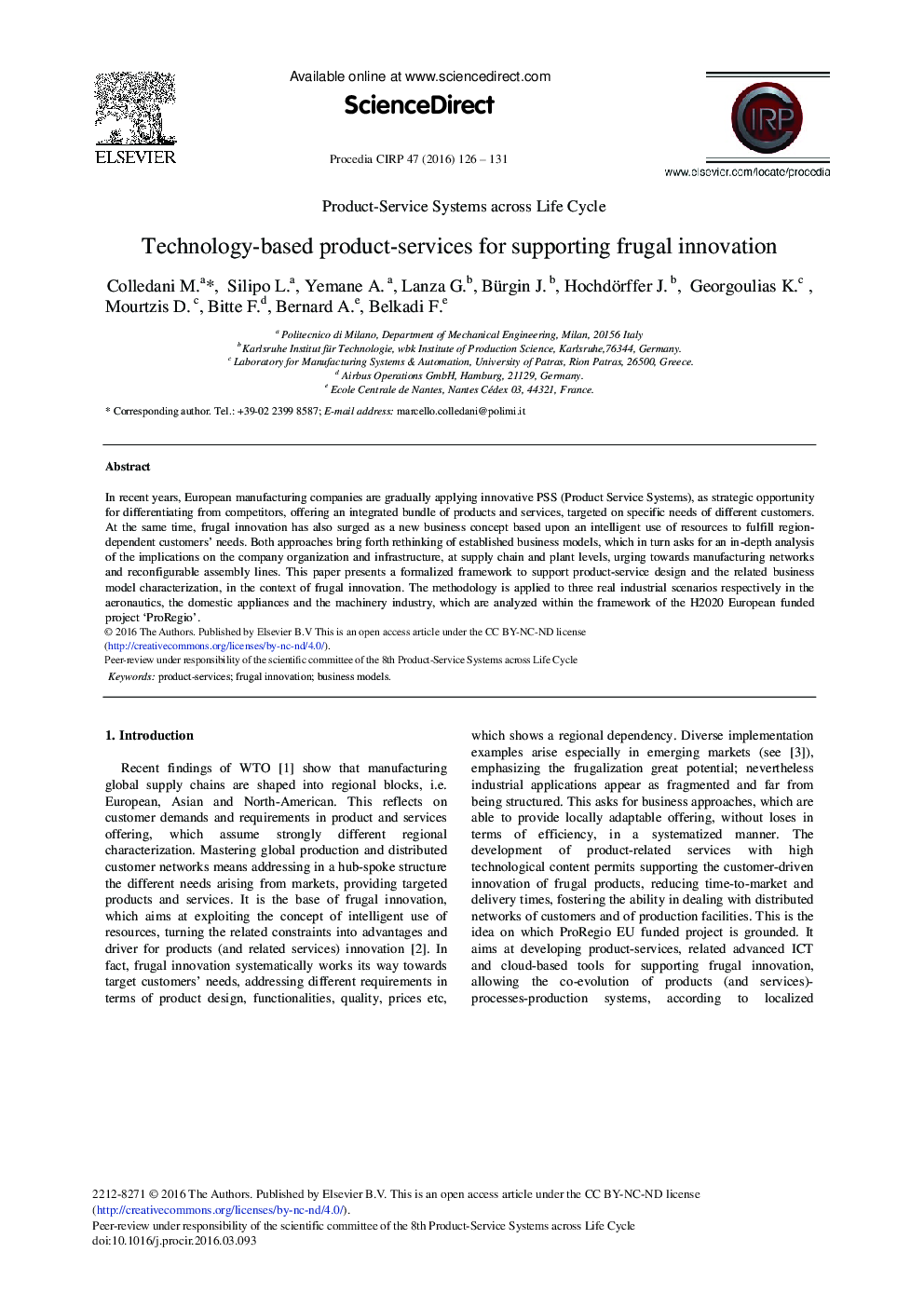 Technology-based Product-services for Supporting Frugal Innovation 