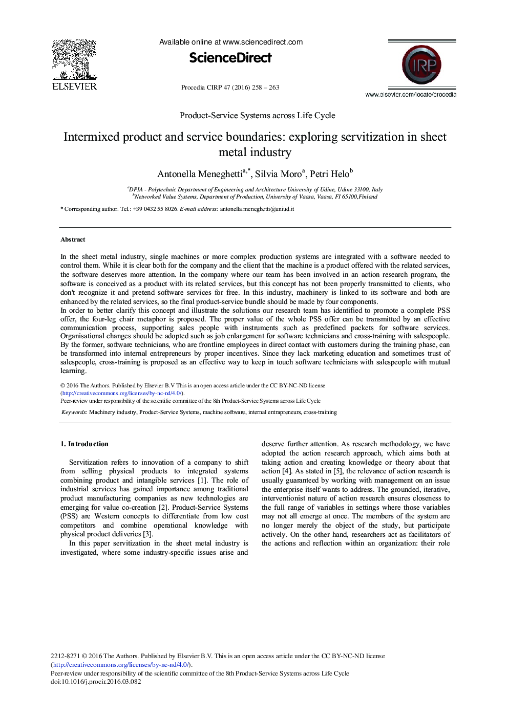 Intermixed Product and Service Boundaries: Exploring Servitization in Sheet Metal Industry 