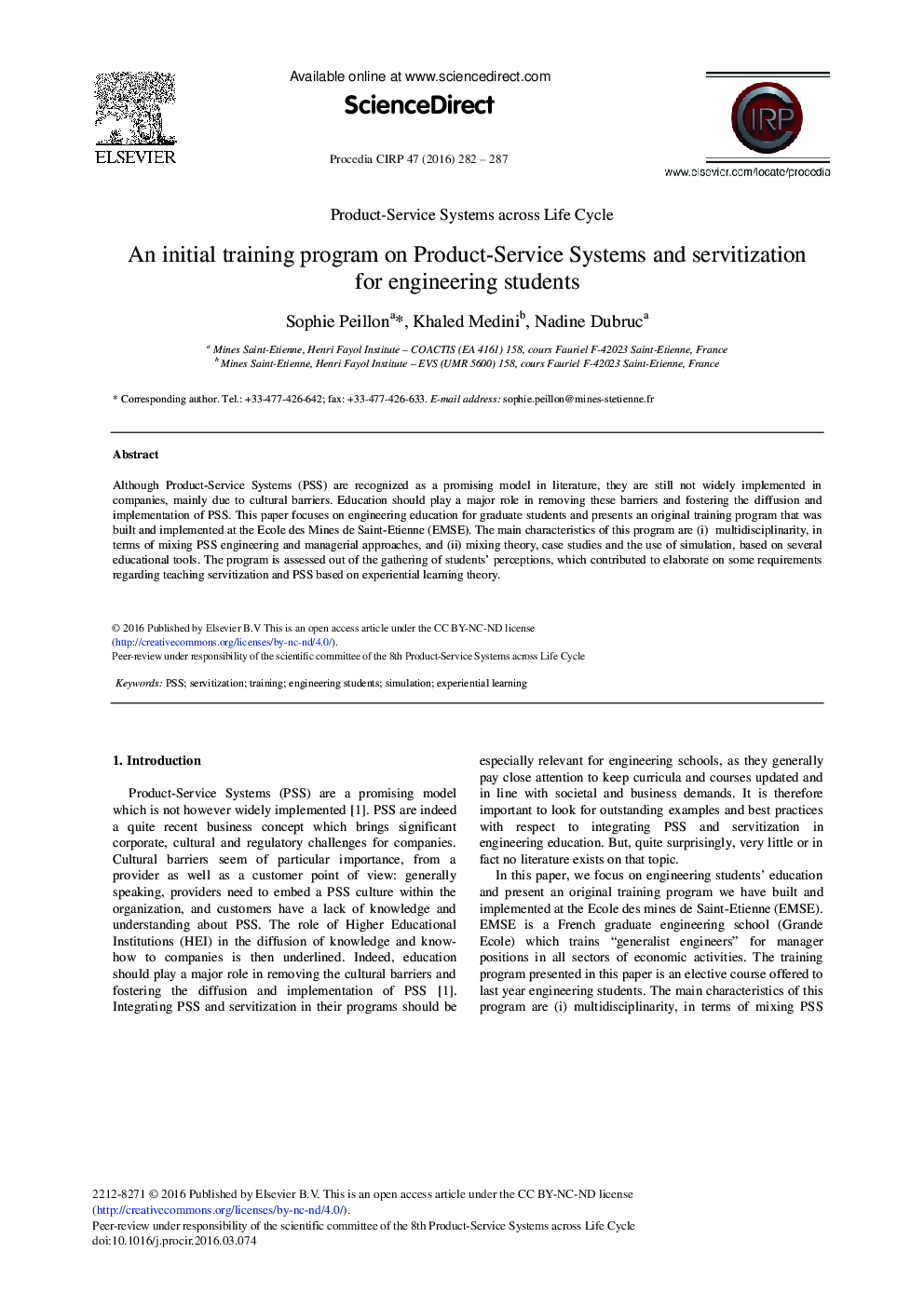 An Initial Training Program on Product-Service Systems and Servitization for Engineering Students 