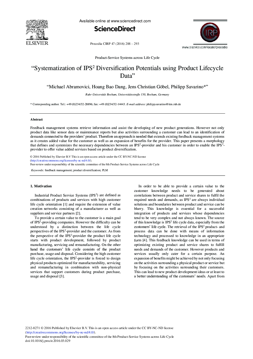 Systematization of IPS2 Diversification Potentials Using Product Lifecycle Data