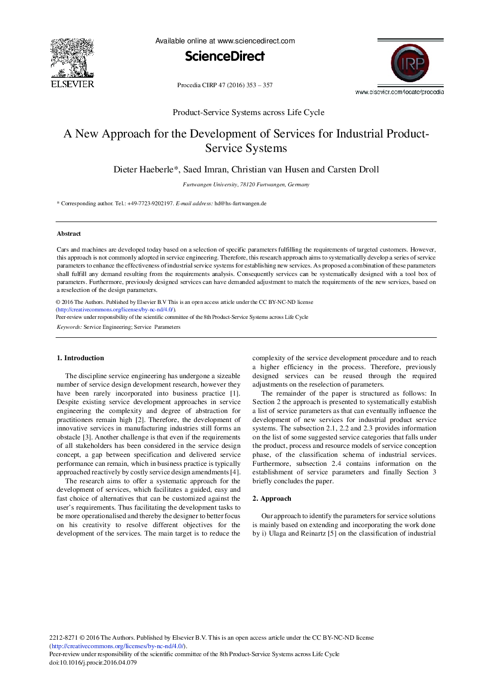 A New Approach for the Development of Services for Industrial Product-Service Systems 