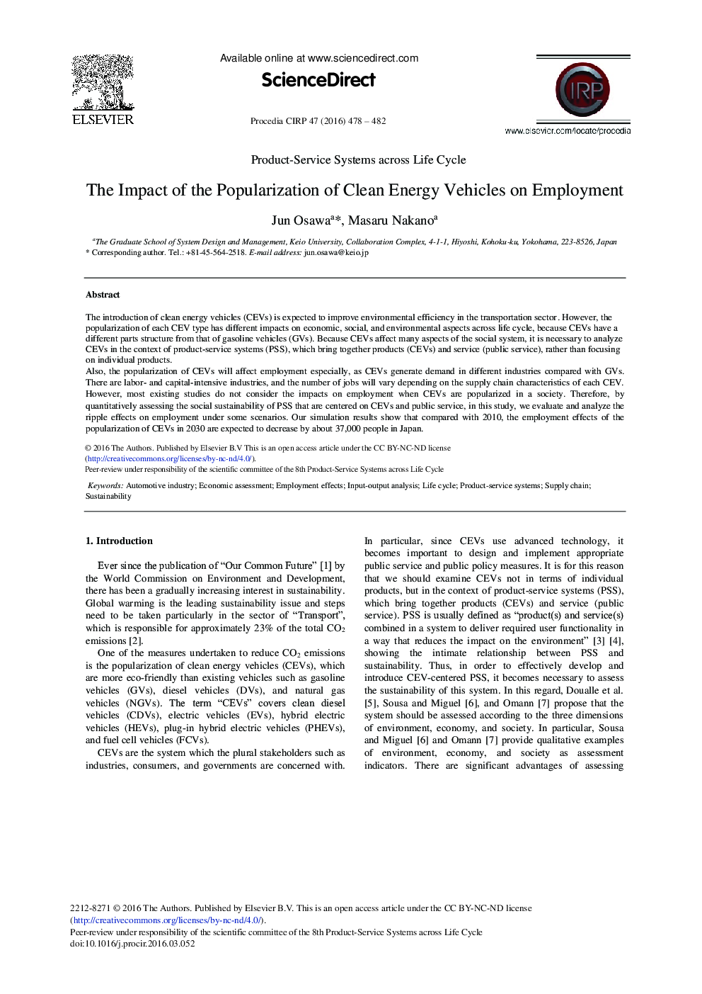 The Impact of the Popularization of Clean Energy Vehicles on Employment 