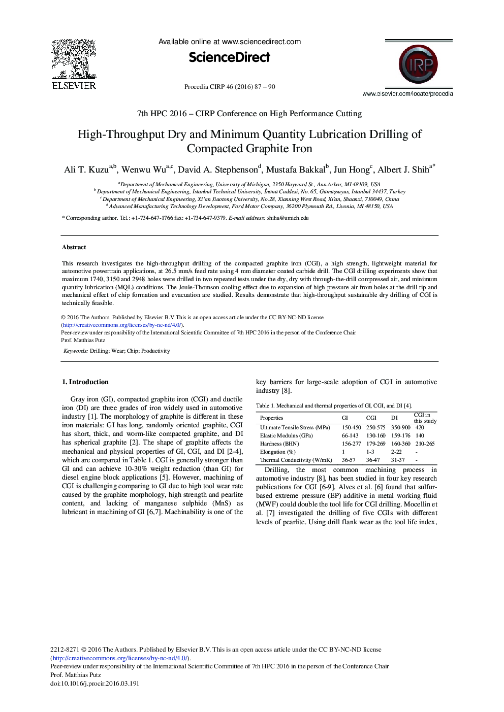 High-throughput Dry and Minimum Quantity Lubrication Drilling of Compacted Graphite Iron 