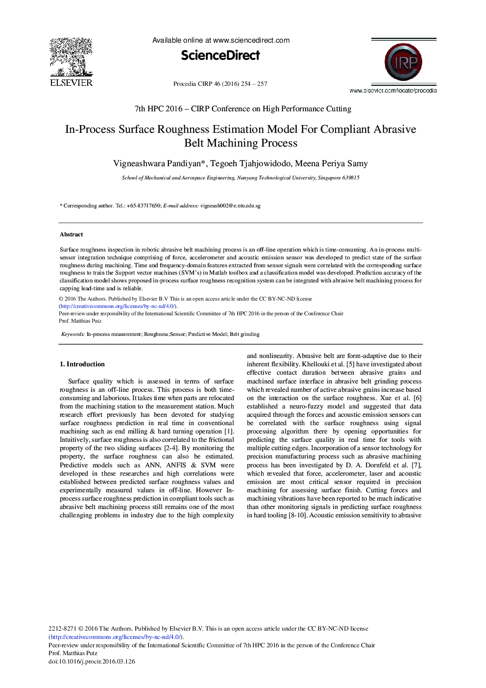 In-Process Surface Roughness Estimation Model for Compliant Abrasive Belt Machining Process 