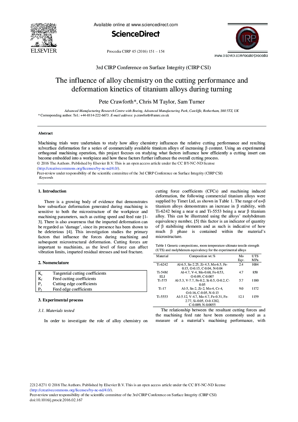 The Influence of Alloy Chemistry on the Cutting Performance and Deformation Kinetics of Titanium Alloys During Turning 