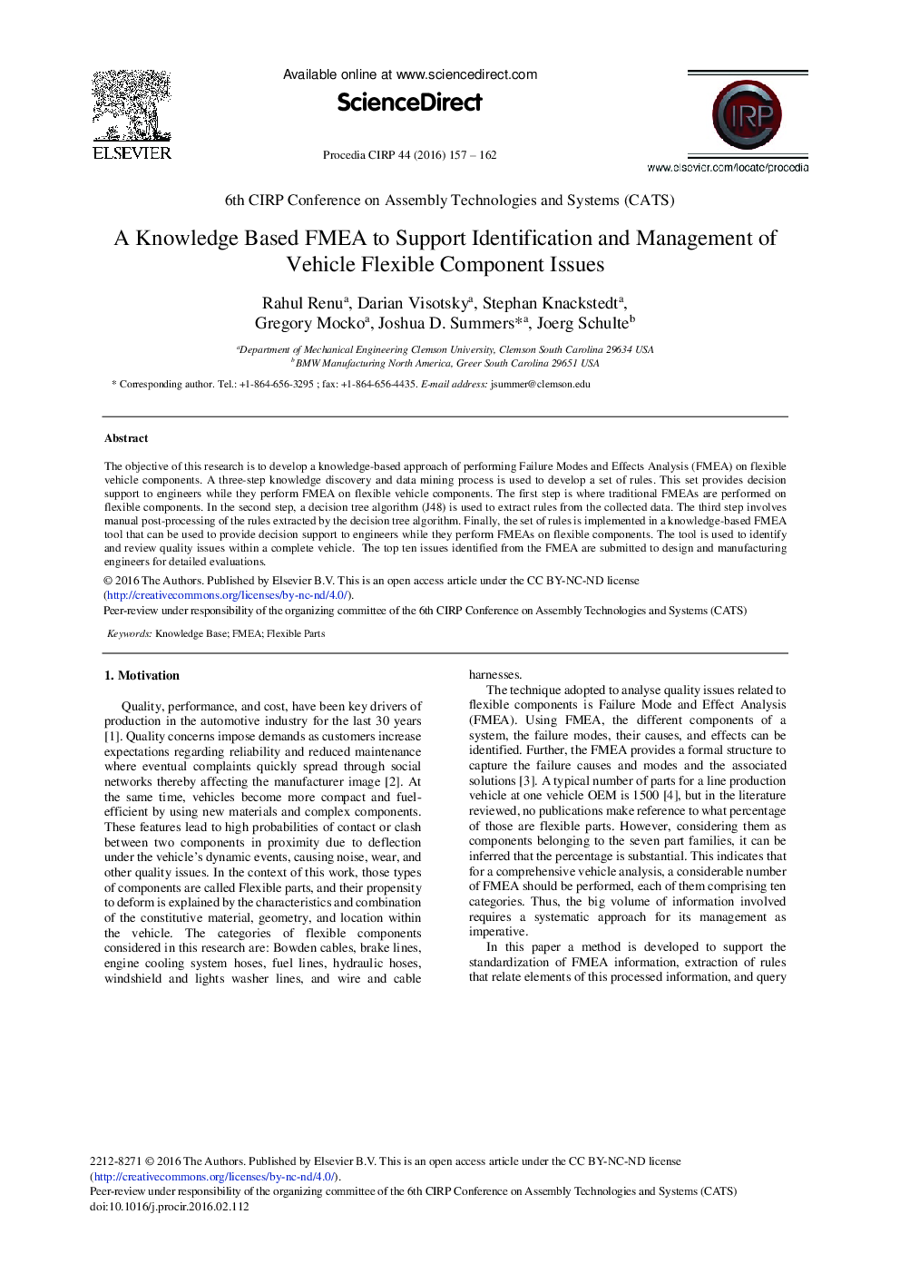 A Knowledge Based FMEA to Support Identification and Management of Vehicle Flexible Component Issues 