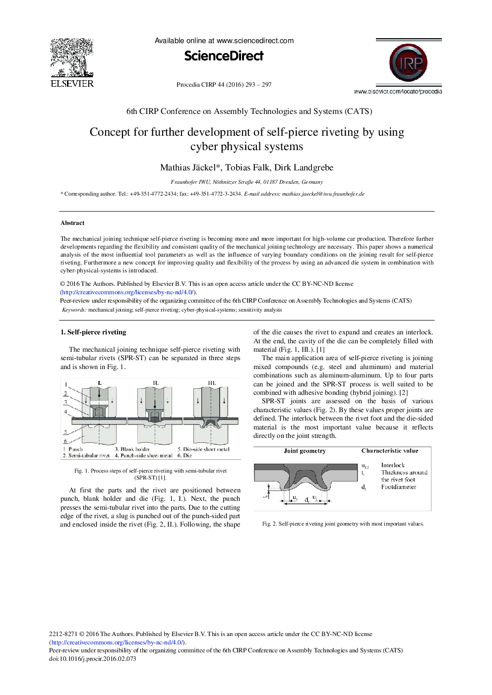 Concept for Further Development of Self-pierce Riveting by Using Cyber Physical Systems 