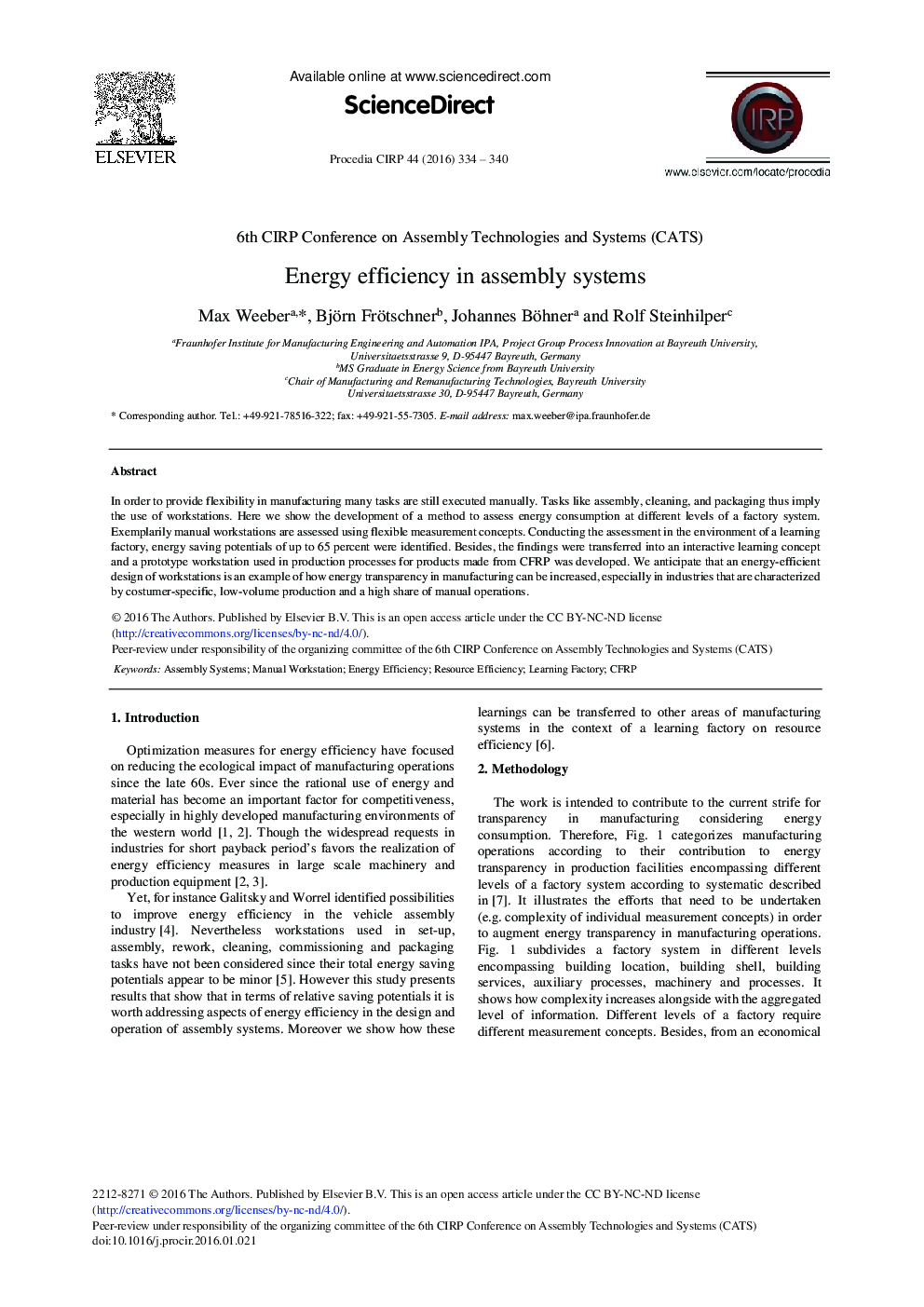 Energy Efficiency in Assembly Systems 