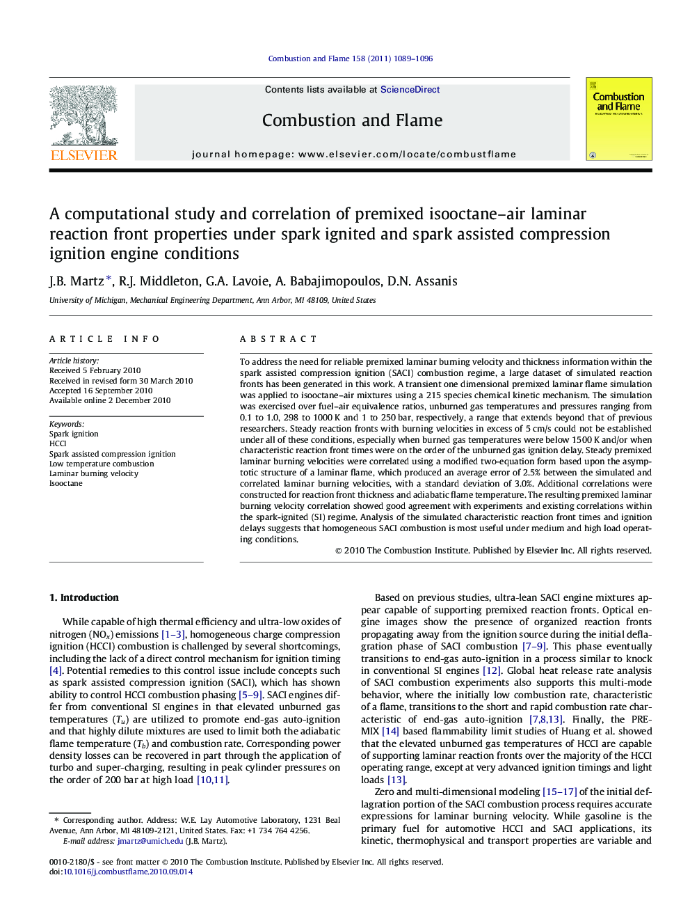 A computational study and correlation of premixed isooctane–air laminar reaction front properties under spark ignited and spark assisted compression ignition engine conditions