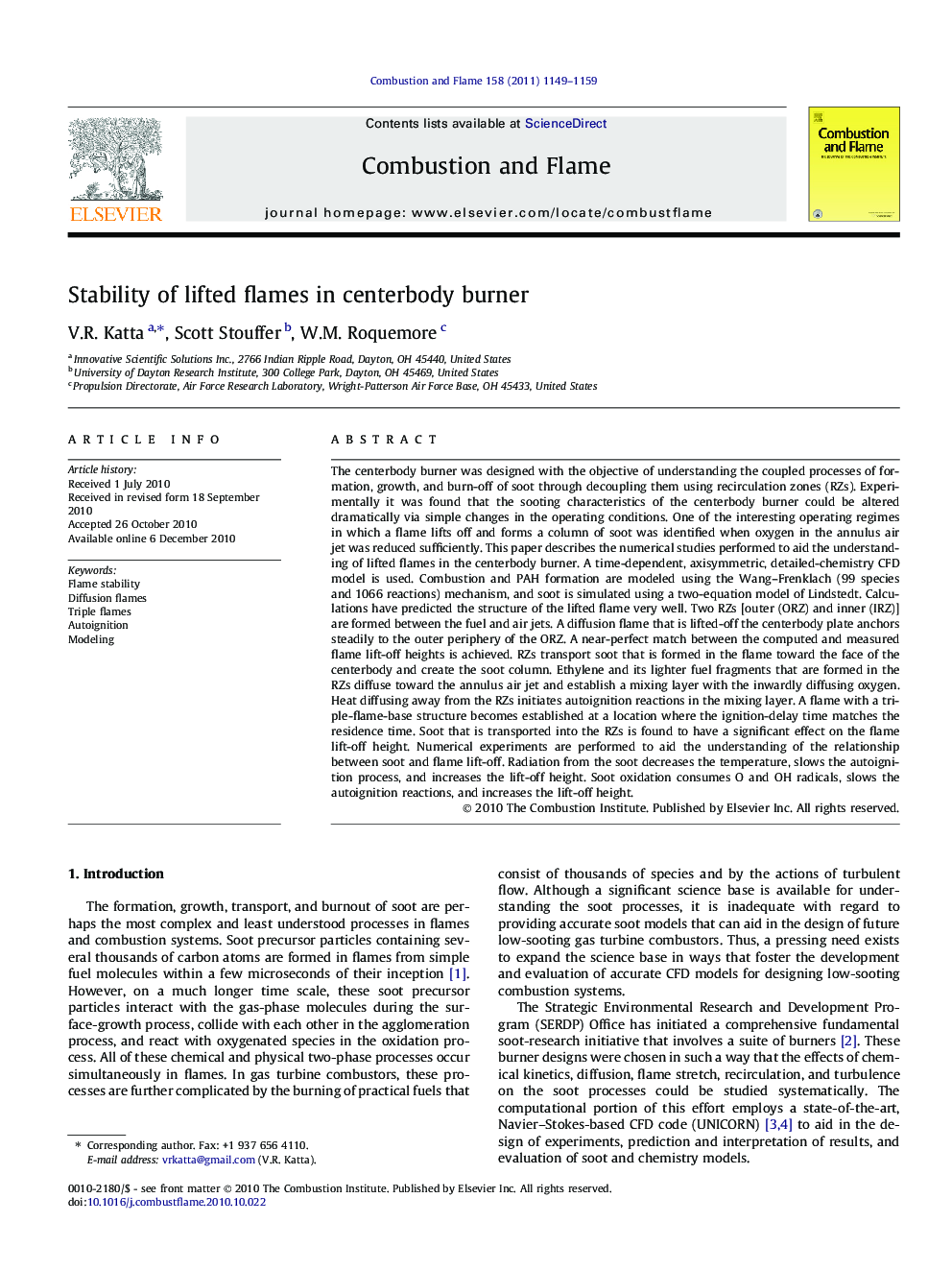 Stability of lifted flames in centerbody burner