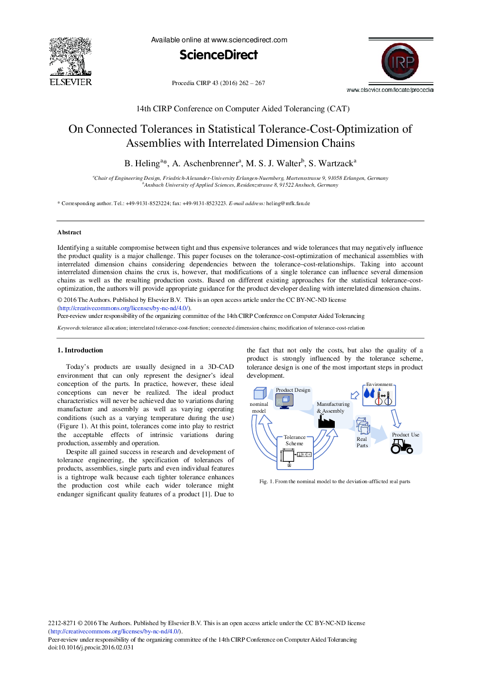 On Connected Tolerances in Statistical Tolerance-Cost-Optimization of Assemblies with Interrelated Dimension Chains 