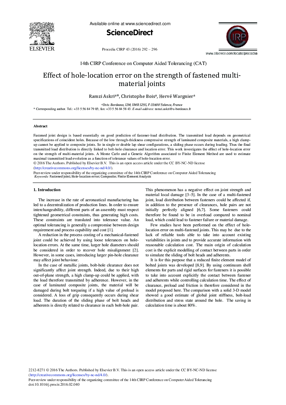 Effect of Hole-location Error on the Strength of Fastened Multi-Material Joints 