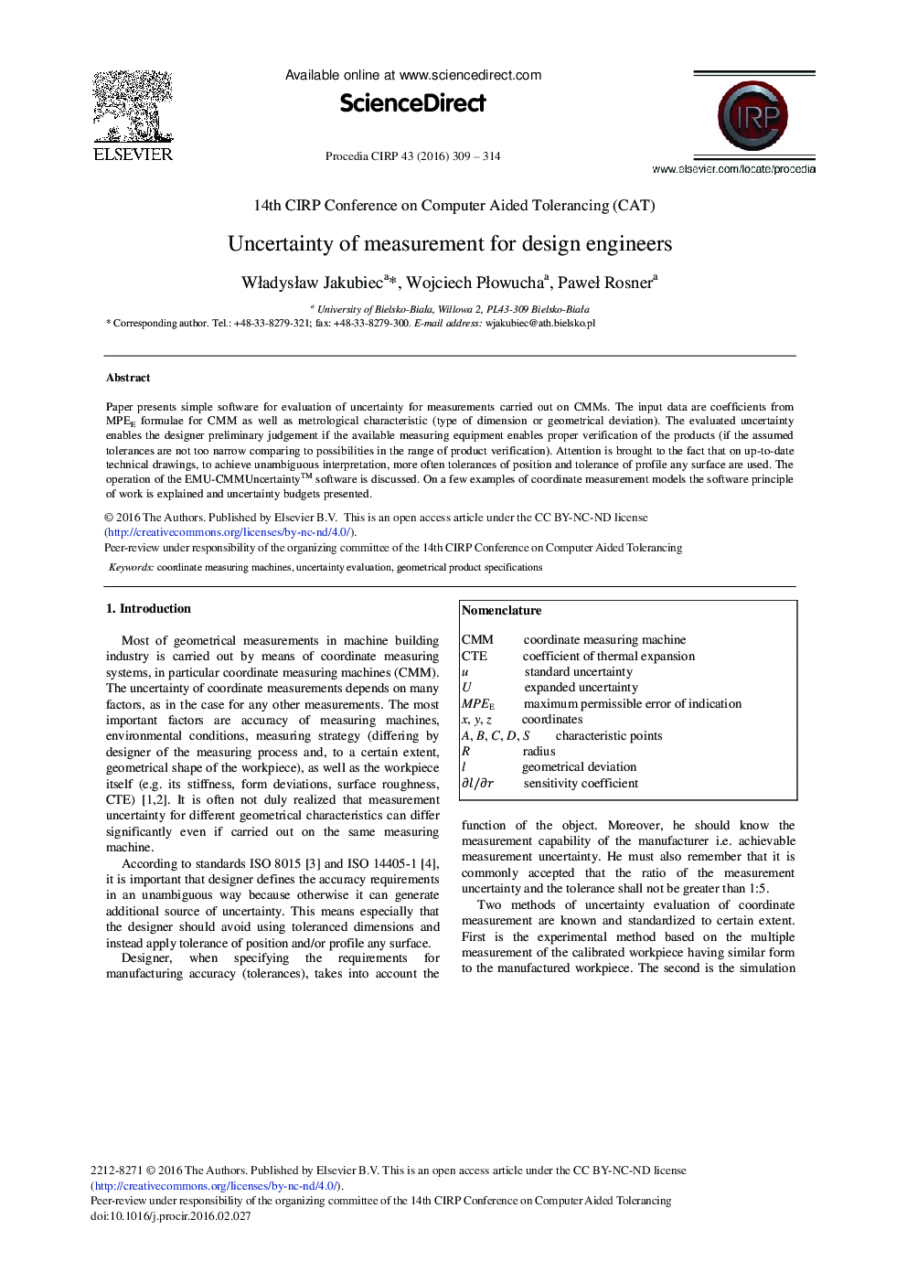 Uncertainty of Measurement for Design Engineers