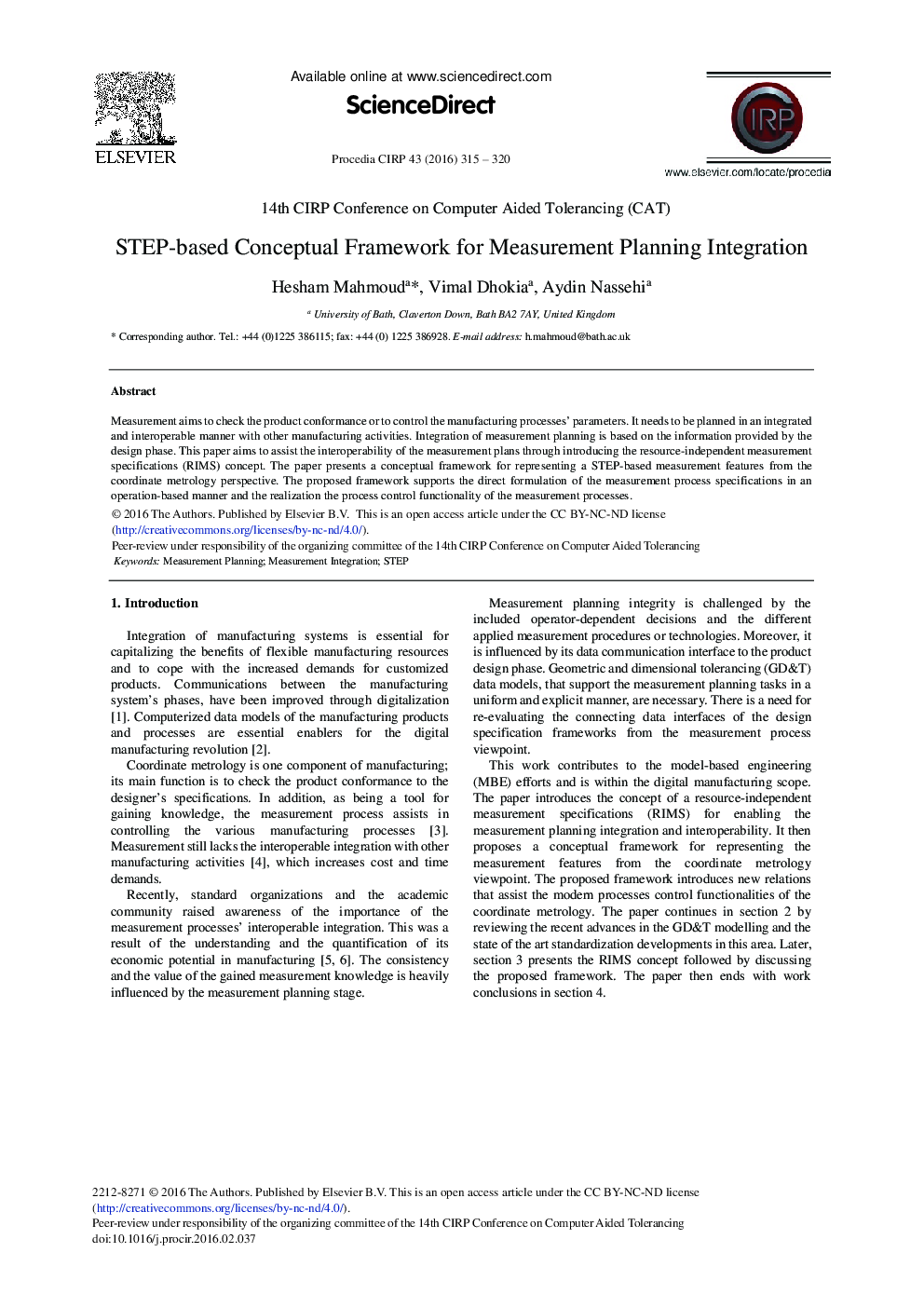 STEP-based Conceptual Framework for Measurement Planning Integration 