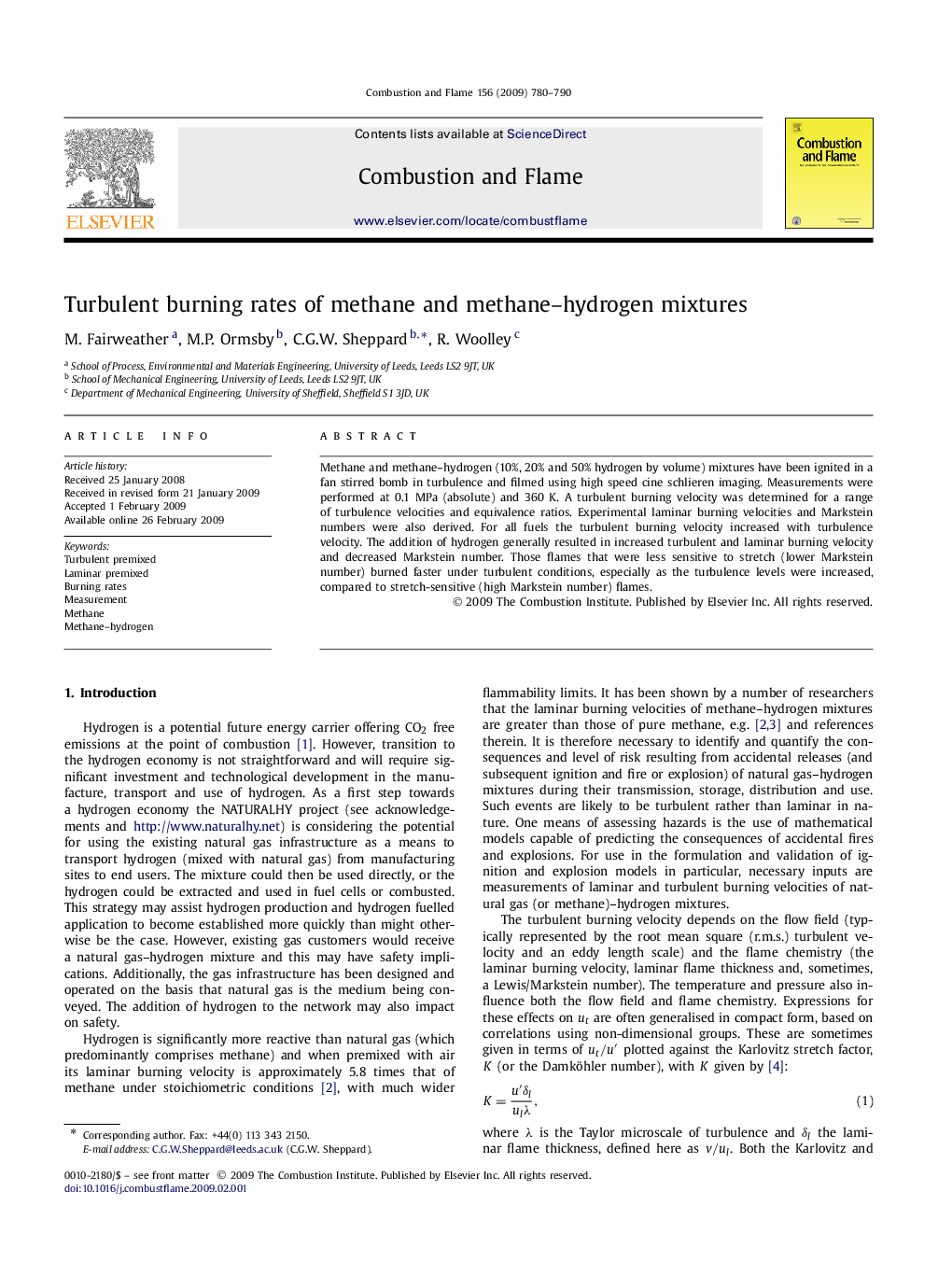 Turbulent burning rates of methane and methane–hydrogen mixtures