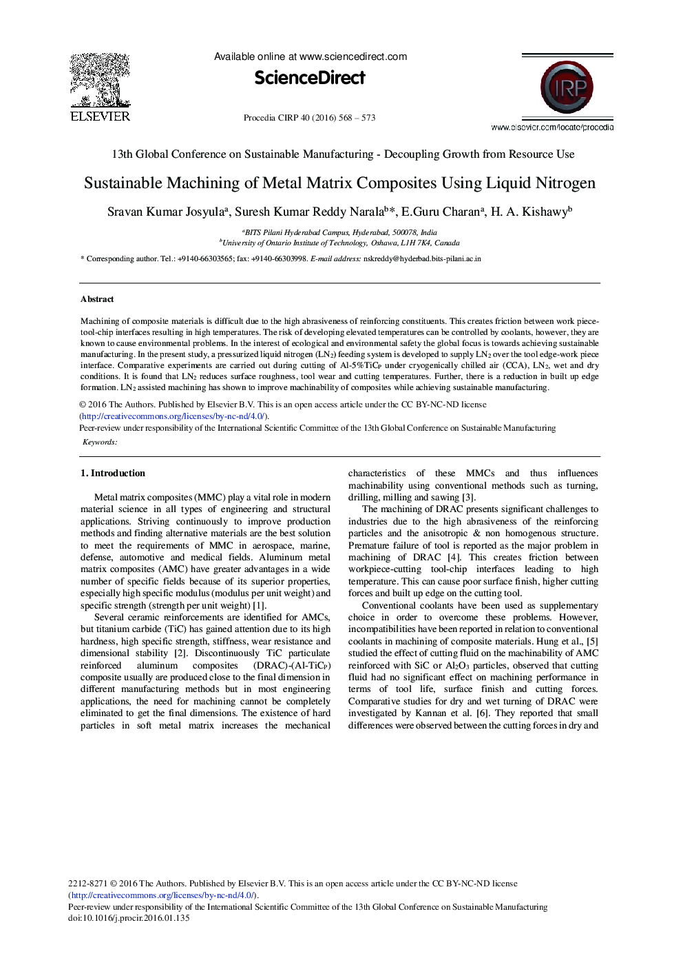 Sustainable Machining of Metal Matrix Composites Using Liquid Nitrogen 