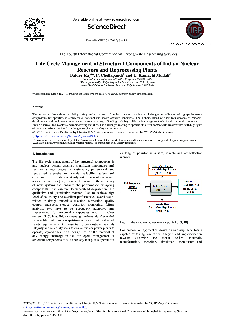 Life Cycle Management of Structural Components of Indian Nuclear Reactors and Reprocessing Plants 