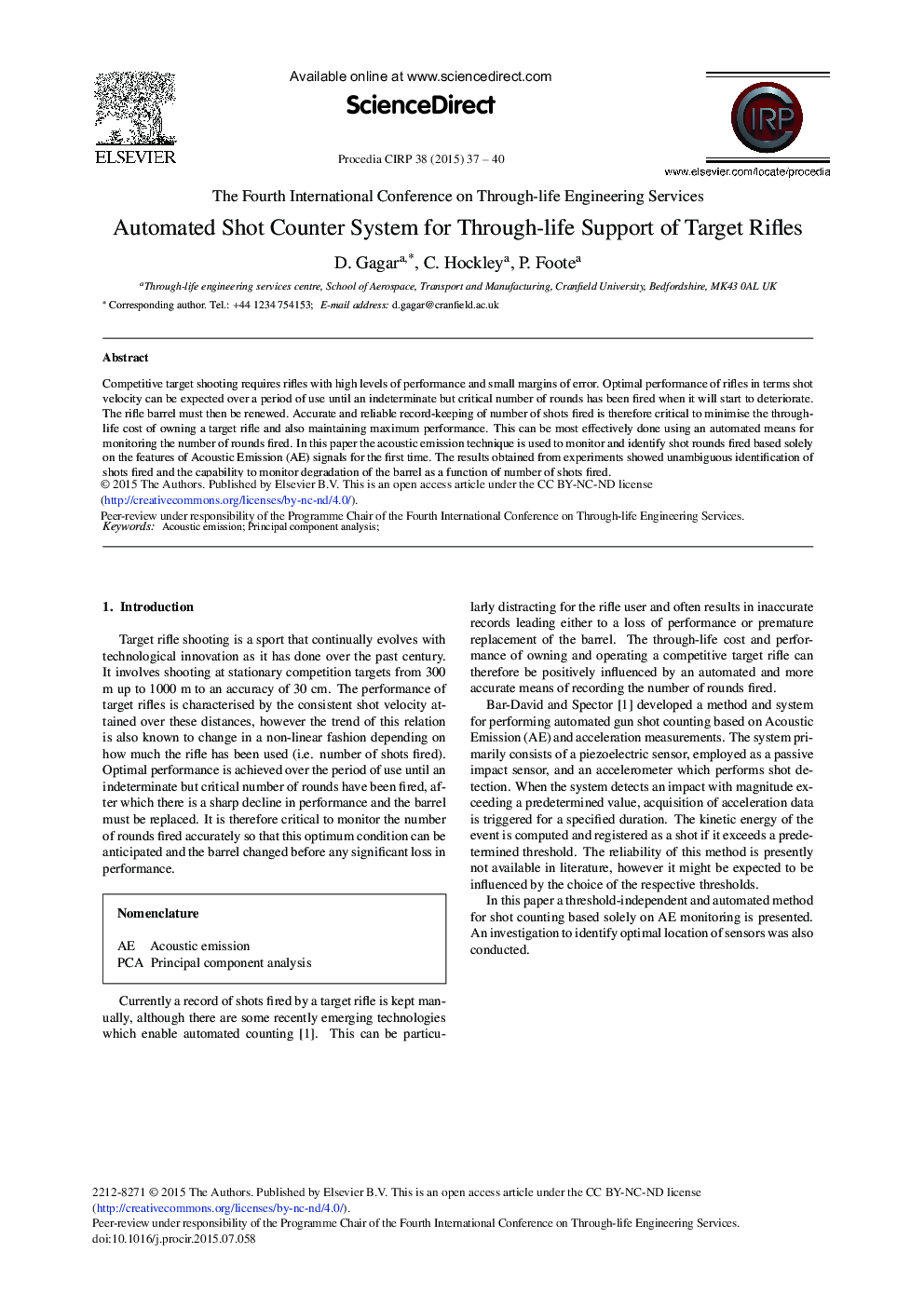 Automated Shot Counter System for Through-life Support of Target Rifles 