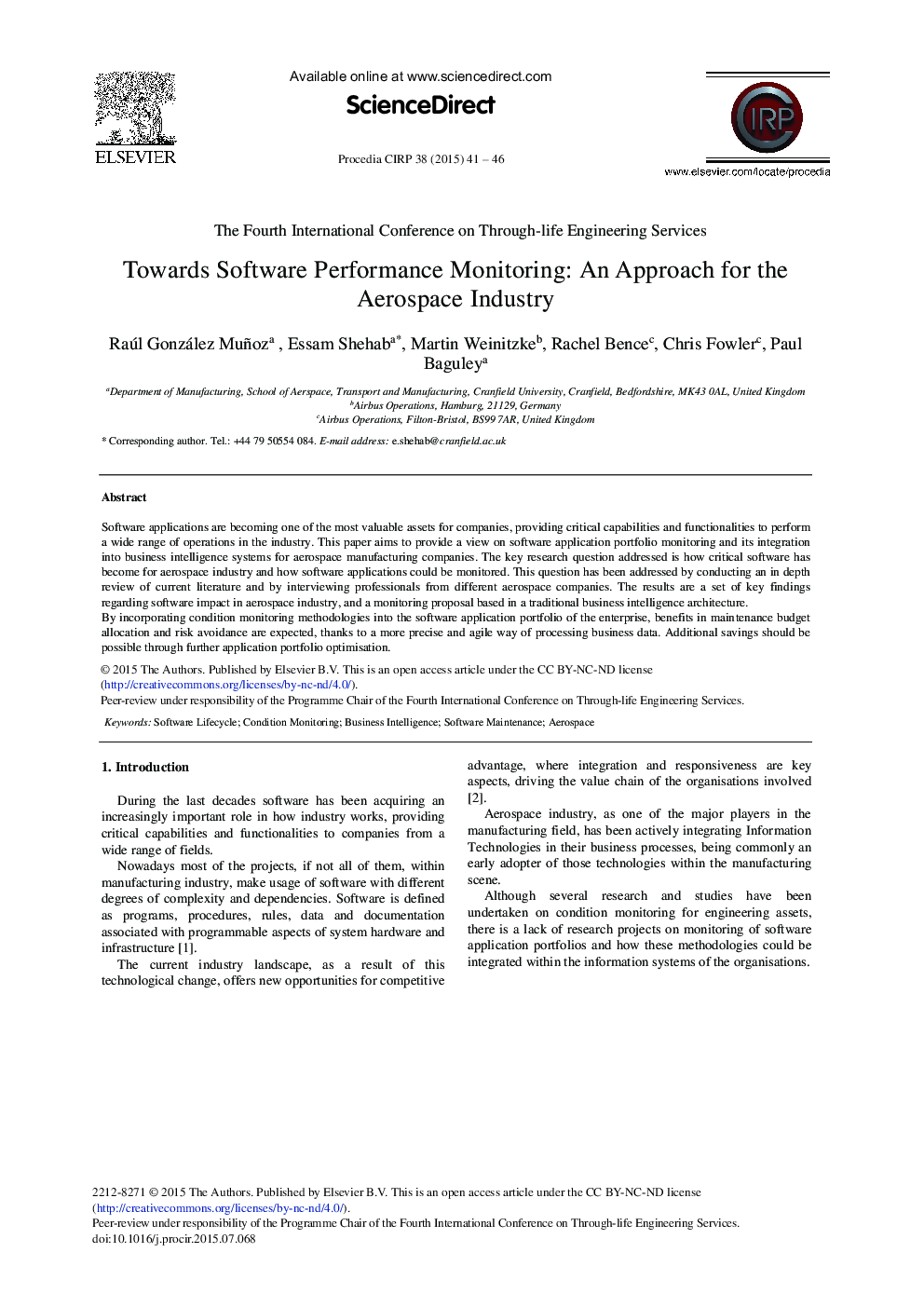 Towards Software Performance Monitoring: An Approach for the Aerospace Industry 