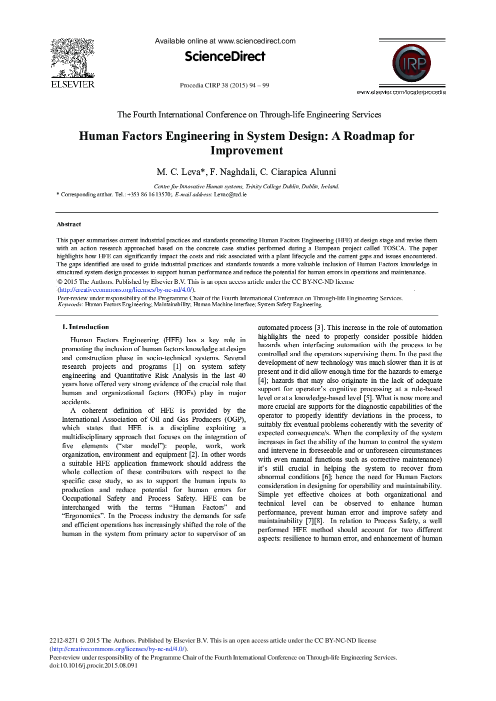 Human Factors Engineering in System Design: A Roadmap for Improvement 