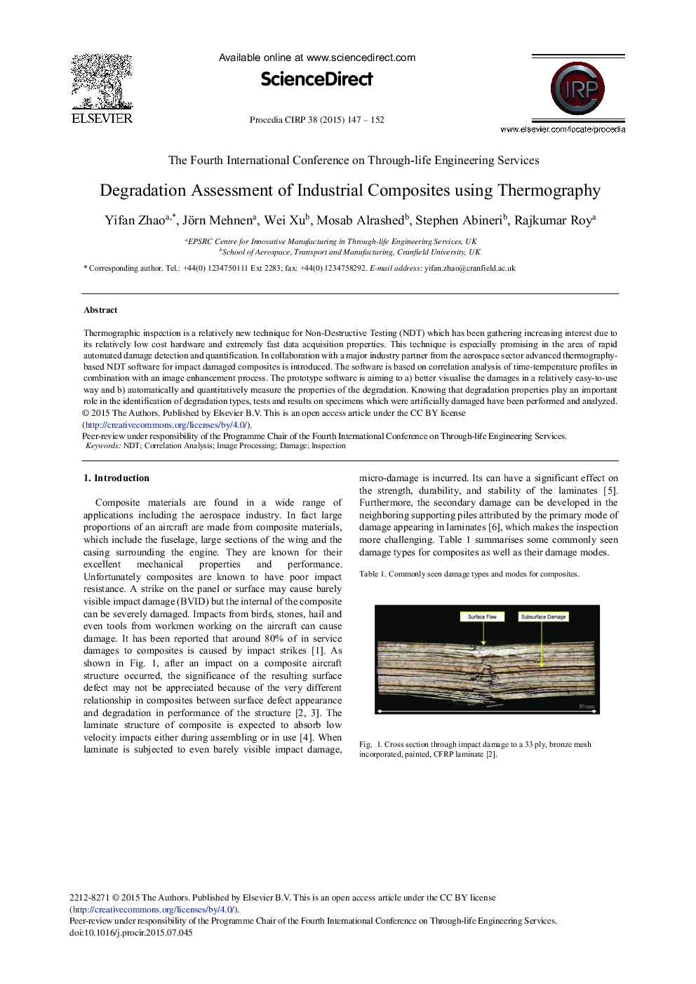 Degradation Assessment of Industrial Composites Using Thermography 