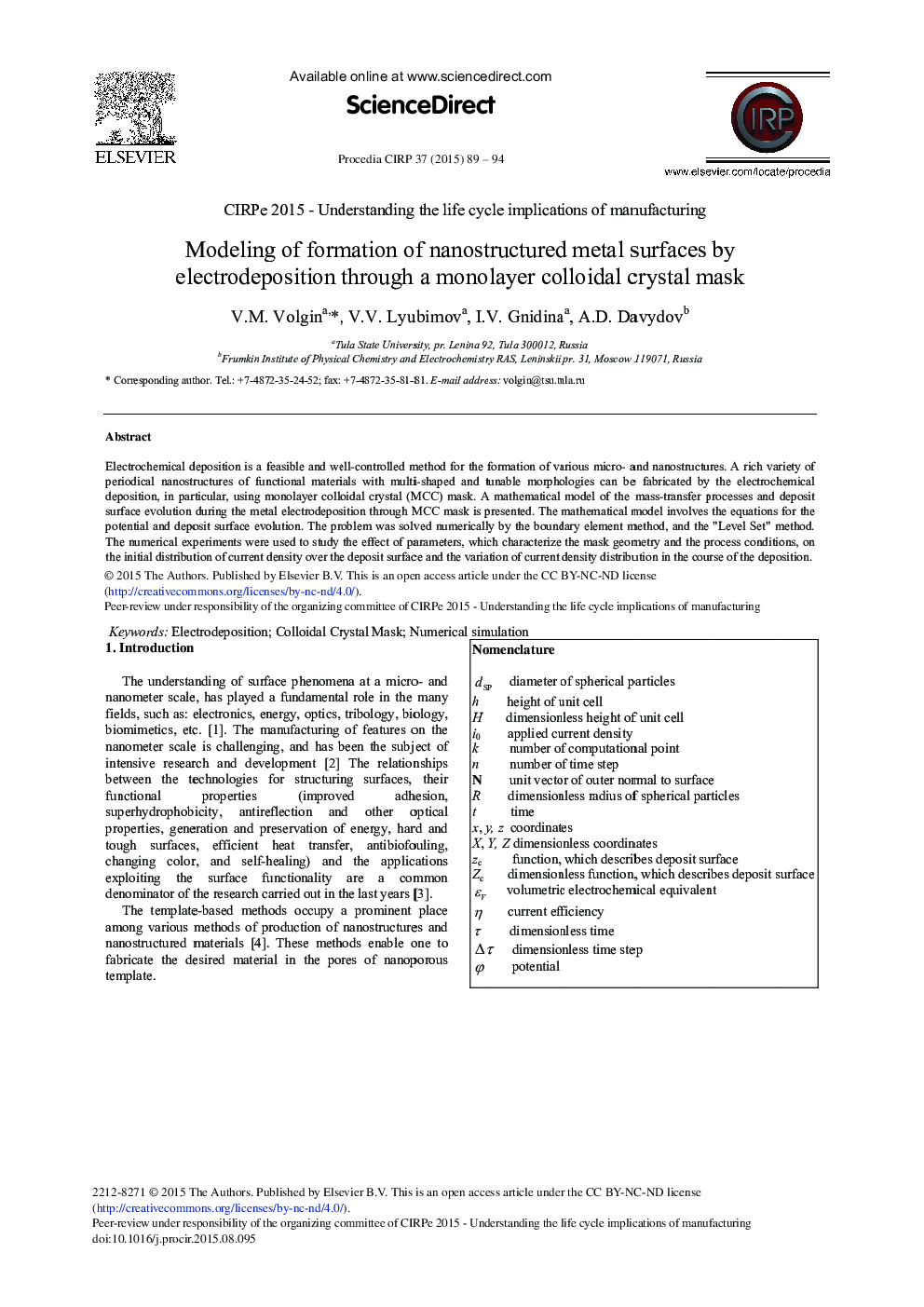 Modeling of Formation of Nanostructured Metal Surfaces by Electrodeposition through a Monolayer Colloidal Crystal Mask 