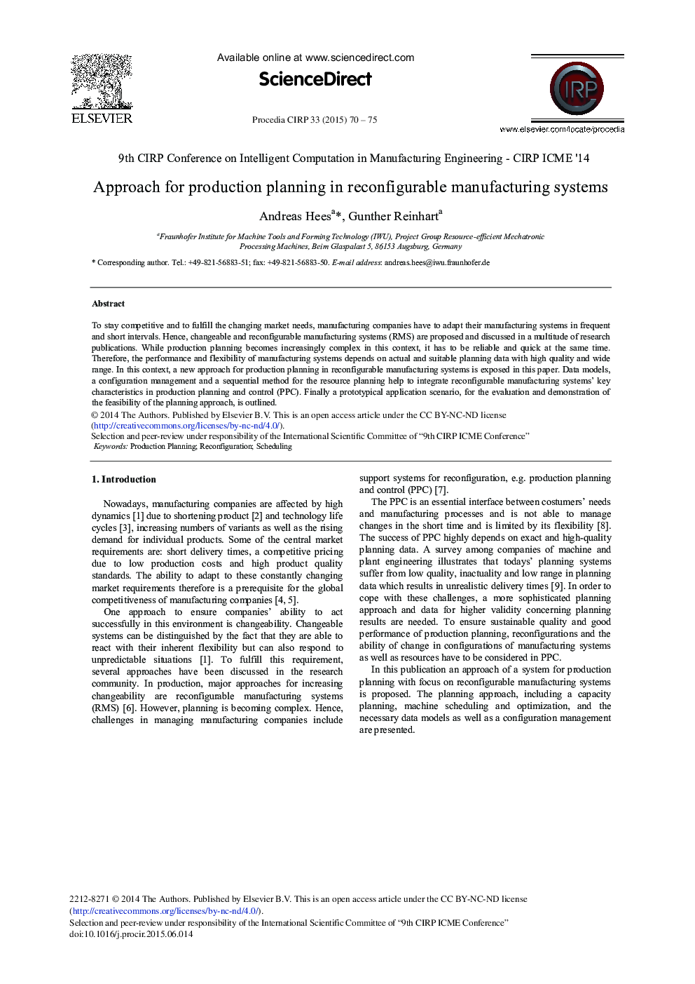 Approach for Production Planning in Reconfigurable Manufacturing Systems 