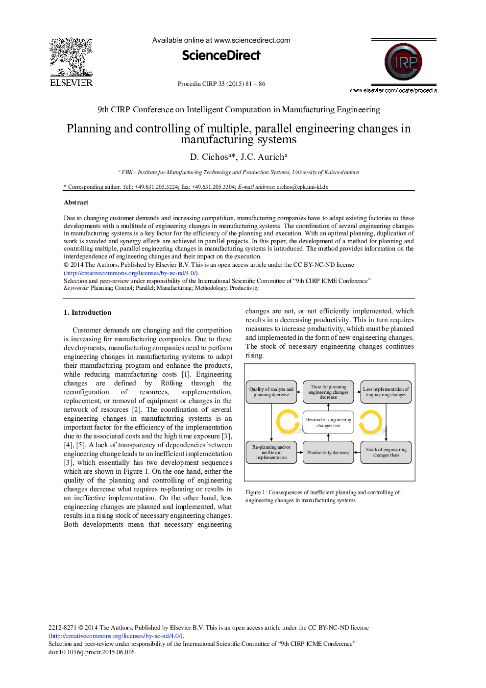 Planning and Controlling of Multiple, Parallel Engineering Changes in Manufacturing Systems 