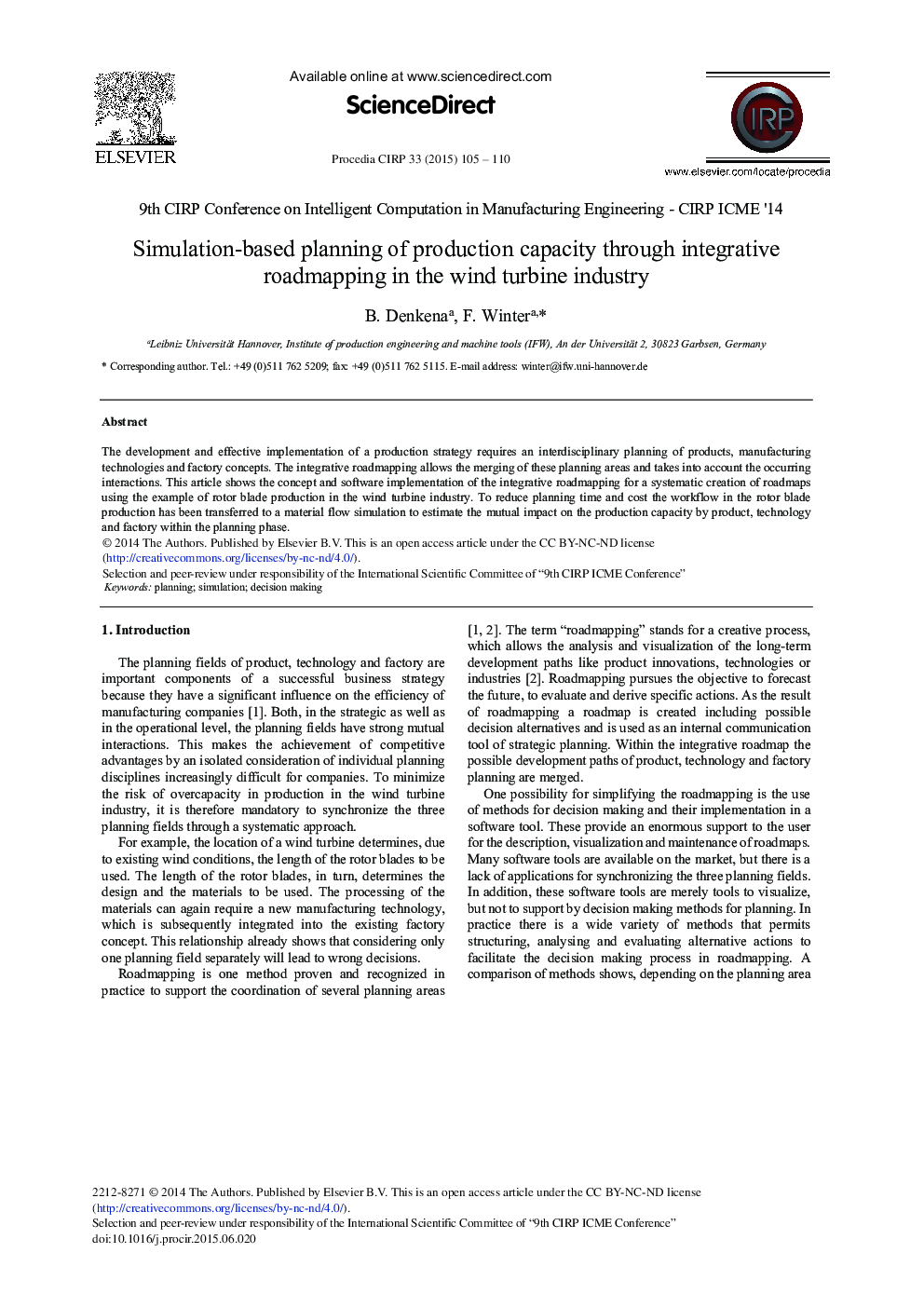 Simulation-based Planning of Production Capacity through Integrative Roadmapping in the Wind Turbine Industry 