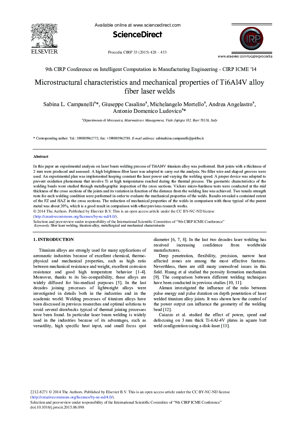 Microstructural Characteristics and Mechanical Properties of Ti6Al4V Alloy Fiber Laser Welds 