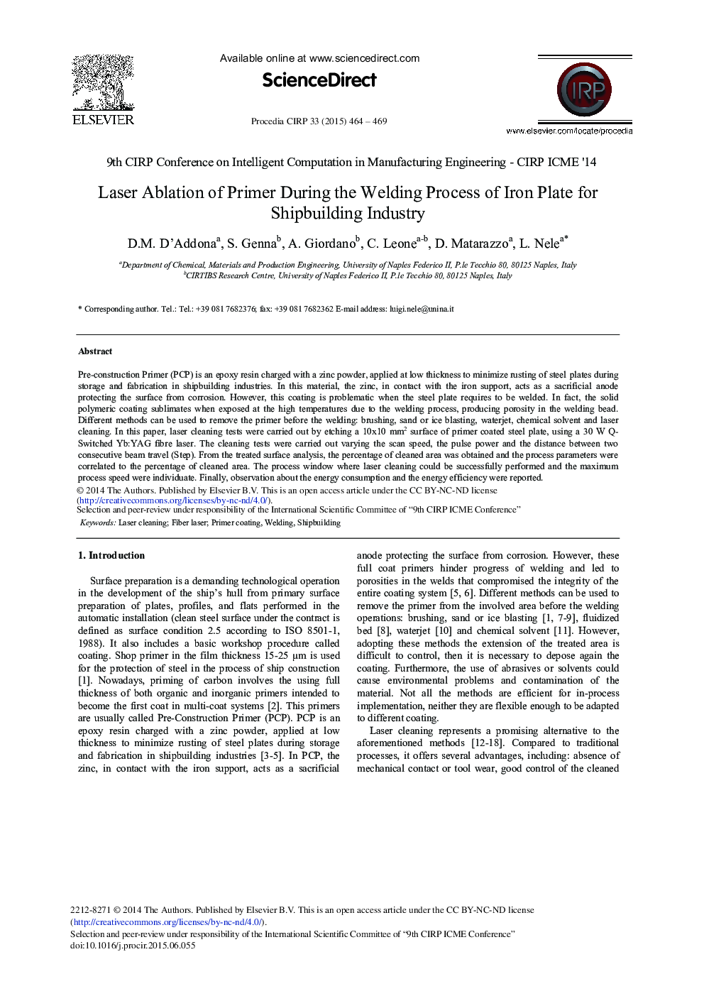 Laser Ablation of Primer During the Welding Process of Iron Plate for Shipbuilding Industry 