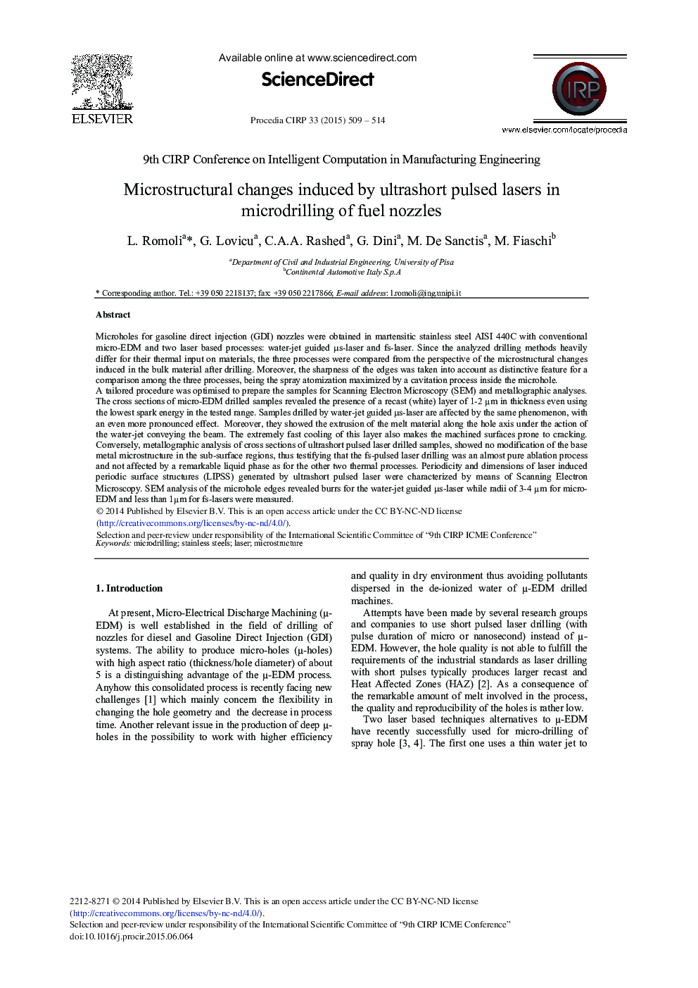 Microstructural Changes Induced by Ultrashort Pulsed Lasers in Microdrilling of Fuel Nozzles